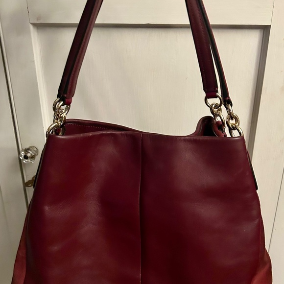Coach Madison Shoulder Bag Maroon Leather & Suede F35723 - Picture 7 of 10
